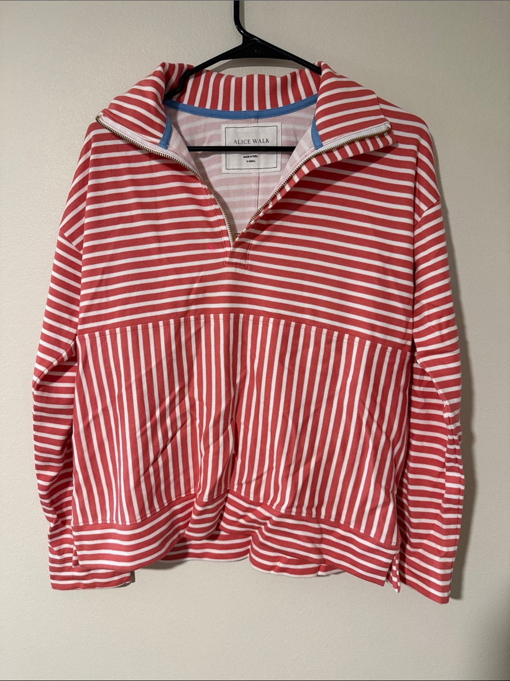 Alice Walk Women's Red Striped Half-Zip Sweater